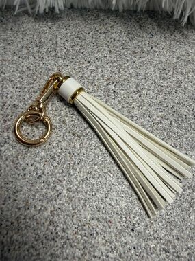Gold White Tassel Keychain Charm